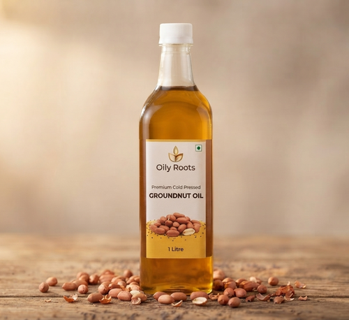 OilyRoots Premium Cold-Pressed Groundnut Oil 1 Litre — pure, unrefined, rich in Vitamin E, farm-direct