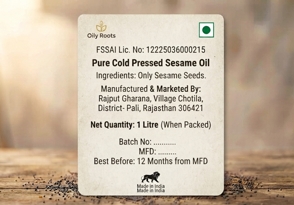 Cold-Pressed Sesame Oil (Til Tel) | Pure & Natural | OilyRoots