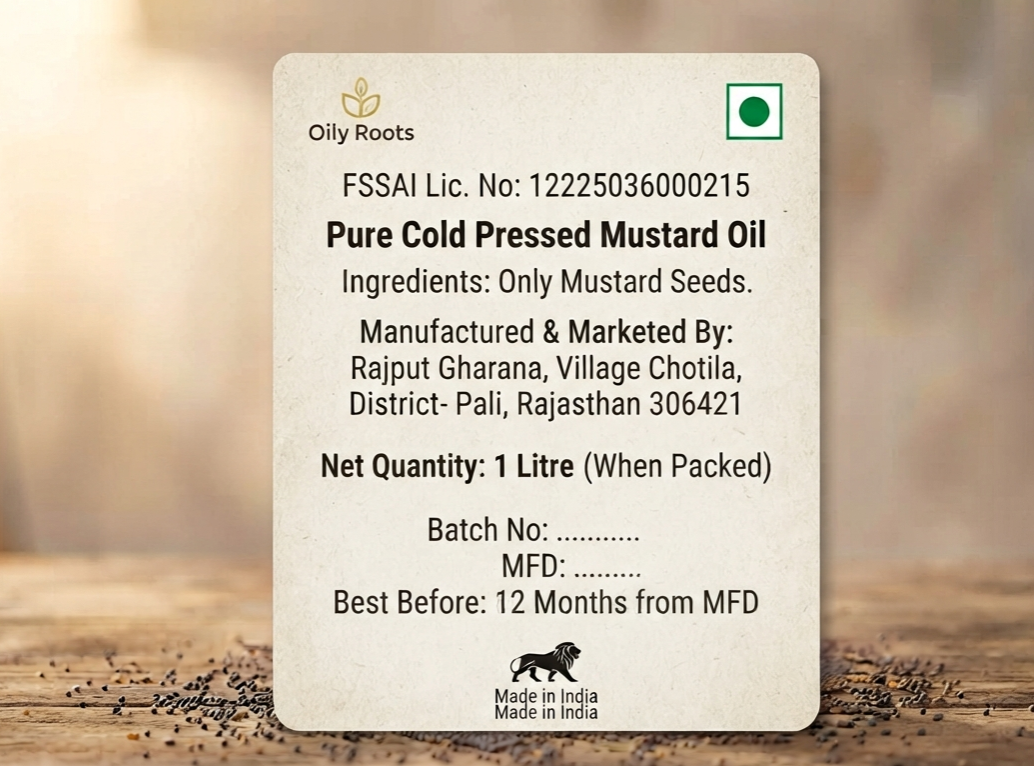 Cold-Pressed Mustard Oil (Kachhi Ghani) | Pure & Natural | OilyRoots