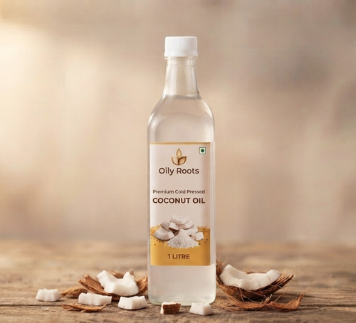 OilyRoots Premium Cold-Pressed Coconut Oil 1 Litre — pure, unrefined, rich in lauric acid, farm-direct